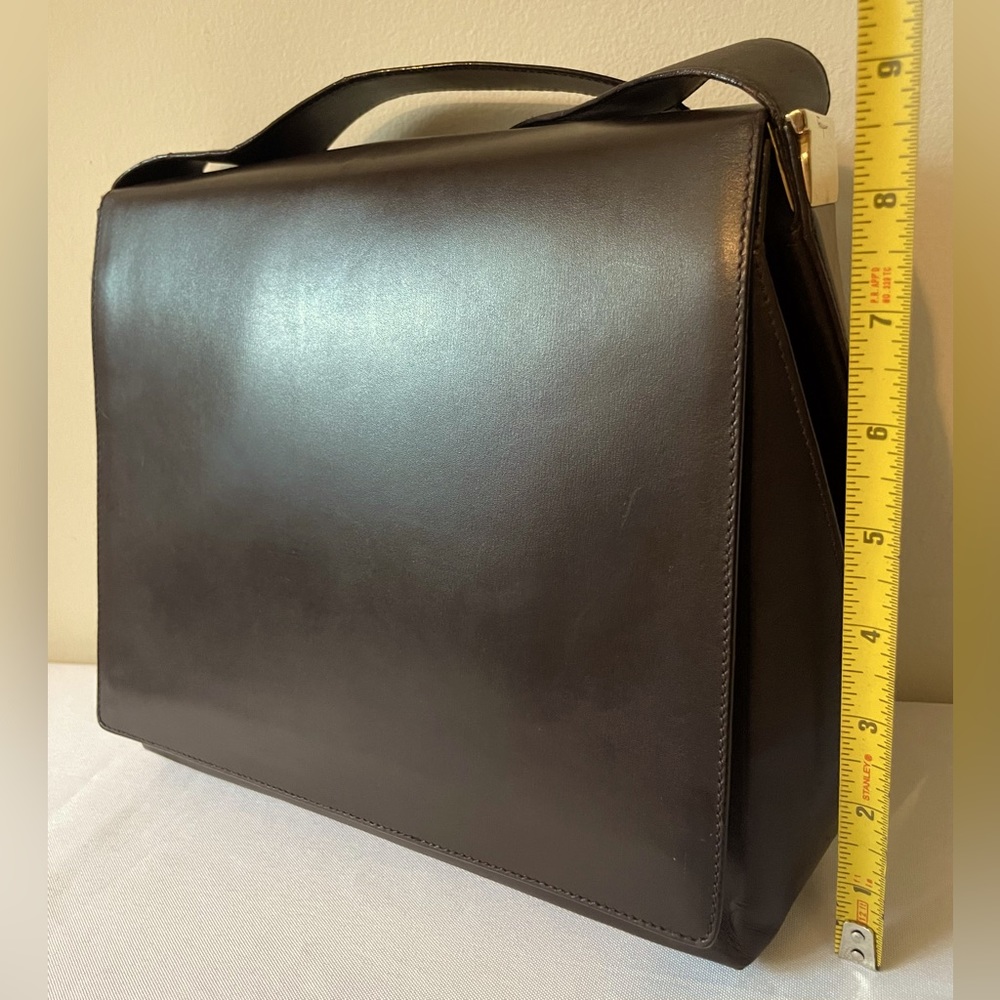 SALVATORE FERRAGAMO / VINTAGE! RARE! Espresso Brown Leather Shoulder Bag - Picture 15 of 16
